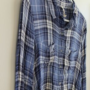 Blue and White striped Flannel